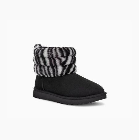 UGG Fluff Mini Quilted Zebra - Boots Dame - Svart Hvite (NO-G365)